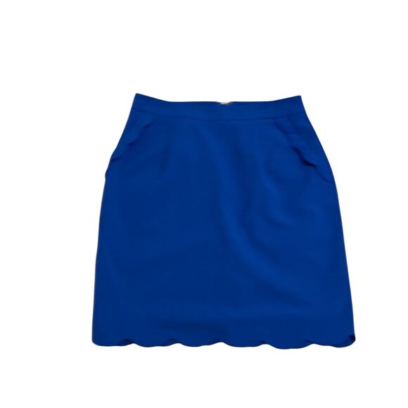 Brixon Ivy Women's Small Ivy Royal Blue Pockets Ruffle Short Pencil Skirt - Picture 4 of 9
